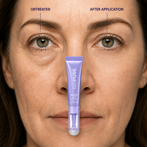 GoPure Instant Lift Eye Gel — one-eye close-up
