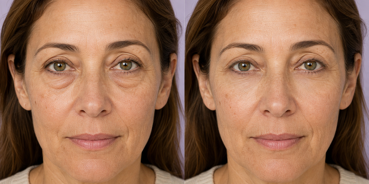 Before application — close-up of the under-eye area